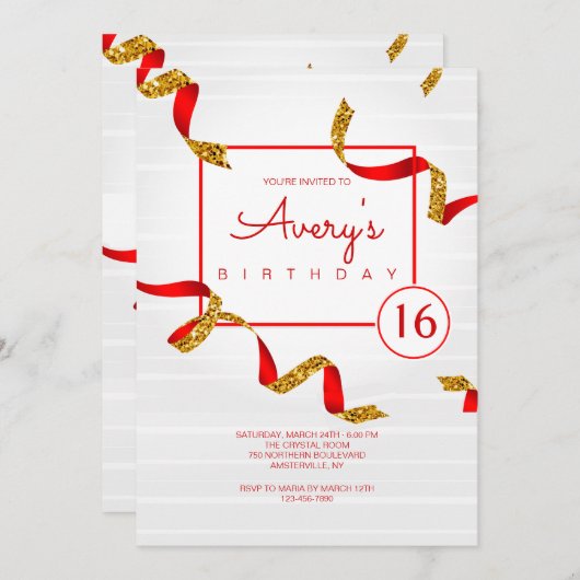 お祝い誕生日パーティーの招待 招待状 (正面/裏面)