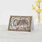 お祝い象の挨拶状 カード (黄色い花)