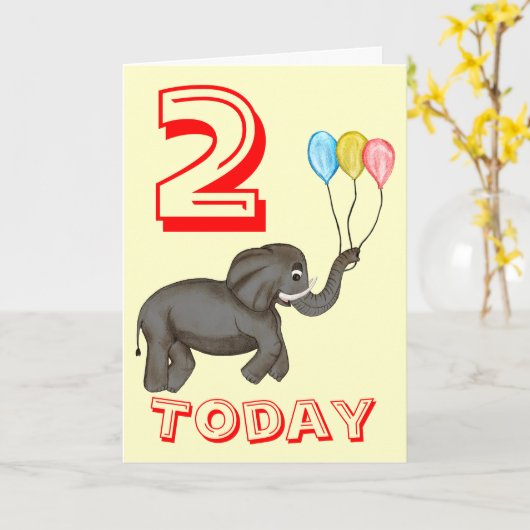 お祝い象。 カード (黄色い花)