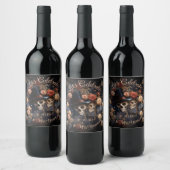 お祝い赤面バラゴシック結婚式の引き出物バッグ ワインラベル (ボトル)