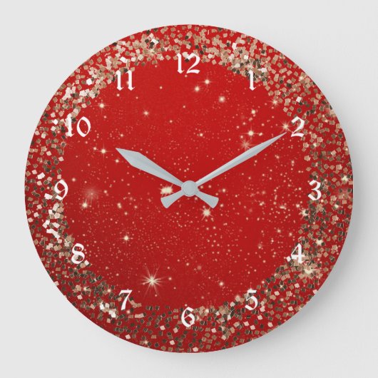 お祝い赤 ラージ壁時計 (正面)