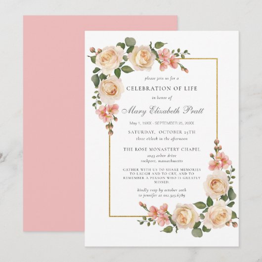 お祝い追悼式 招待状 (正面/裏面)