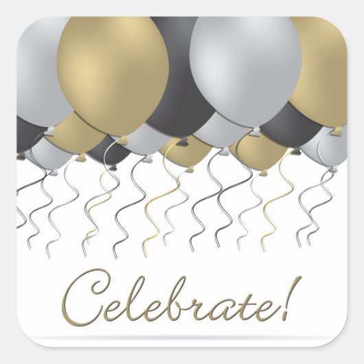 お祝い風船 スクエアシール (正面)