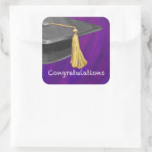 お祝い黒紫 スクエアシール (バッグ)