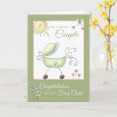 お祝い1番目の子供 – カップル カード (黄色い花)