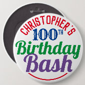 お祝い100歳の誕生日ボタン 缶バッジ (正面&裏面)