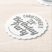 お祝い21歳の誕生日ドリンクマット ペーパーコースター (アングル)