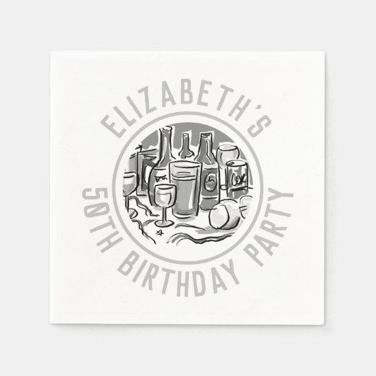 お祝い50誕生日 スタンダードカクテルナプキン (正面)