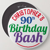 お祝い90歳の誕生日ボタン 缶バッジ (正面&裏面)
