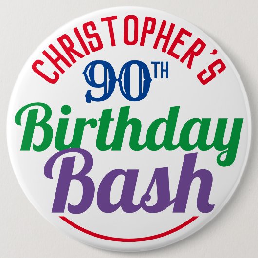 お祝い90歳の誕生日ボタン 缶バッジ (正面)