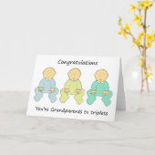 お祝い、あなたは三重項への祖父母 カード (黄色い花)