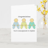 お祝い、あなたは三重項への祖父母 カード (黄色い花)