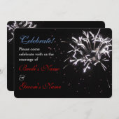 お祝い ウェディング 赤/白/青 2 招待状 (正面/裏面)