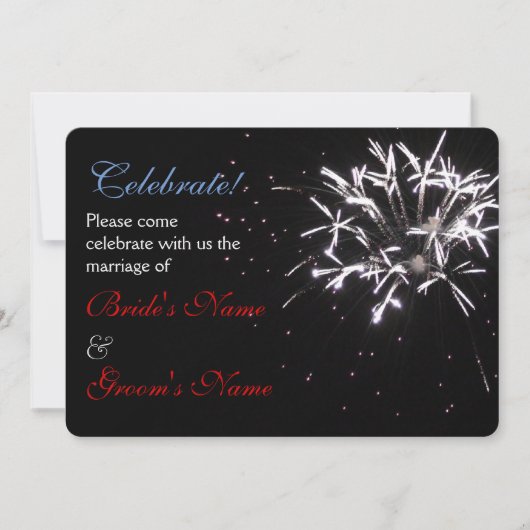 お祝い ウェディング 赤/白/青 2 招待状 (正面)