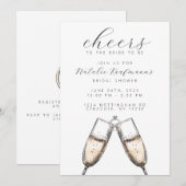 お祝い エレガント バブル シャンパン ブライダルシャワー 招待状 (正面/裏面)