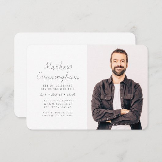 お祝い・オブ・ザ・素敵な人生モダン写真 招待状 (正面/裏面)