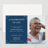 お祝い・オブ・ライフエレガント葬儀カスタム写真 招待状 (正面/裏面)