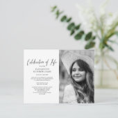 お祝い・オブ・ライフシンプル・シックエレガントフォト インビテーションポストカード (スタンド正面)