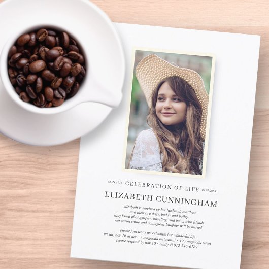 お祝い・オブ・ライフシンプル・シックエレガントフォト 招待状