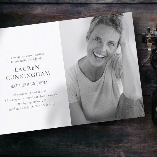 お祝い・オブ・ライフシンプル・ミニマモダンリスト写真 招待状