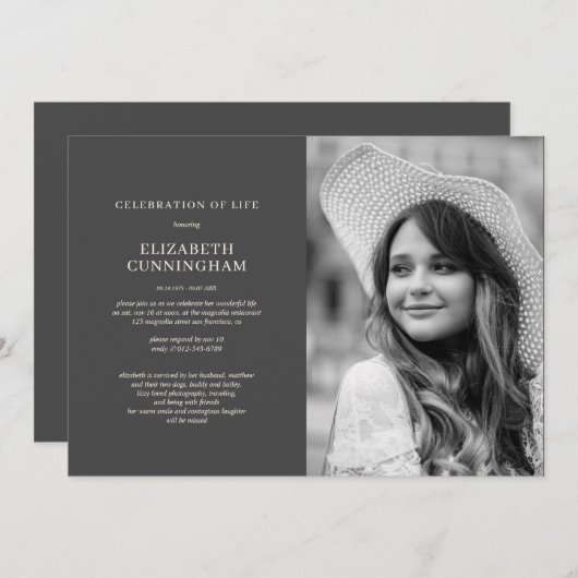 お祝い·オブ·ライフシンプル·モダンエレガント写真 招待状 (正面/裏面)