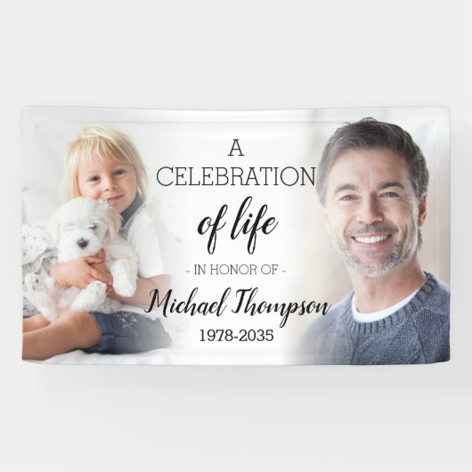 お祝い・オブ・ライフパーソナライズされた2写真記念 横断幕 (横)
