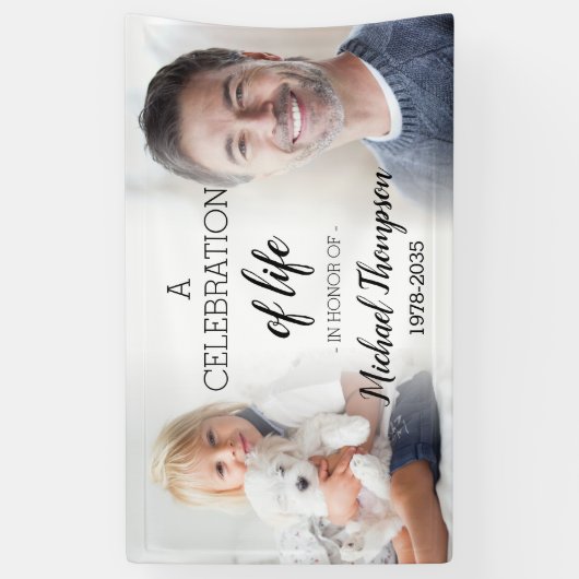 お祝い・オブ・ライフパーソナライズされた2写真記念 横断幕 (縦)