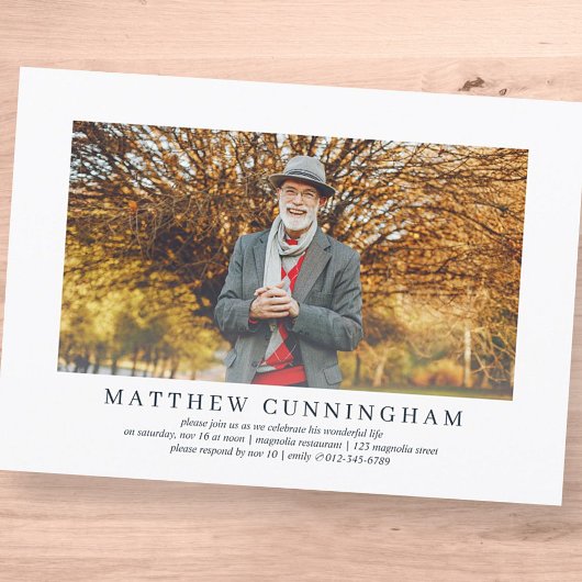 お祝い・オブ・ライフモダンシンプルの写真エレガント 招待状