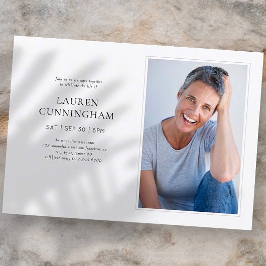 お祝い・オブ・ライフモダン・シンプルミニマル写真 招待状