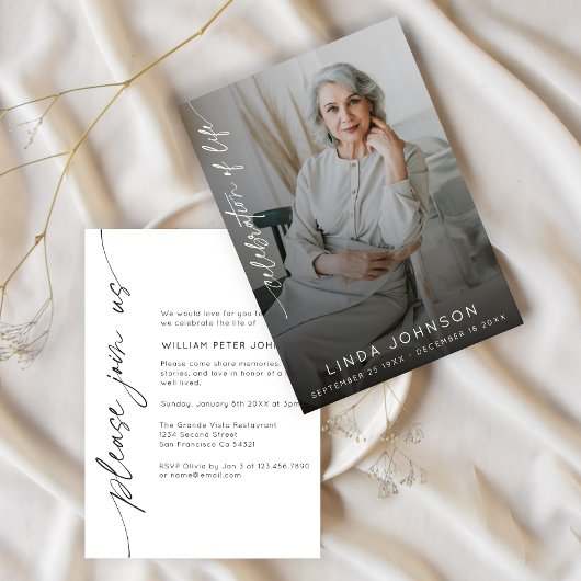 お祝い・オブ・ライフ写真葬儀 招待状