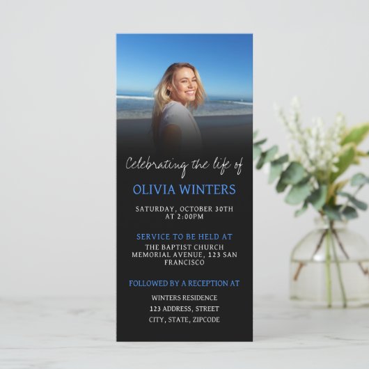 お祝い・オブ・ライフ招待状と写真 (スタンド正面)