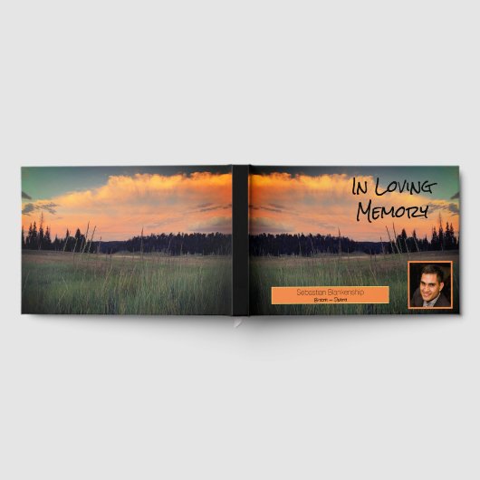 お祝い・オブ・ライフ穏やかな夕日カスタムの写真 ゲストブック (全面)