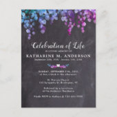 お祝い・オブ・ライフ素朴・パープル緑の葬式 インビテーションポストカード (正面)