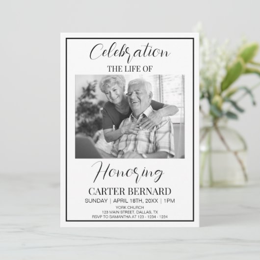 お祝い・オブ・ライフ葬儀フォト・メモリアル祈りの言葉 招待状 (スタンド正面)