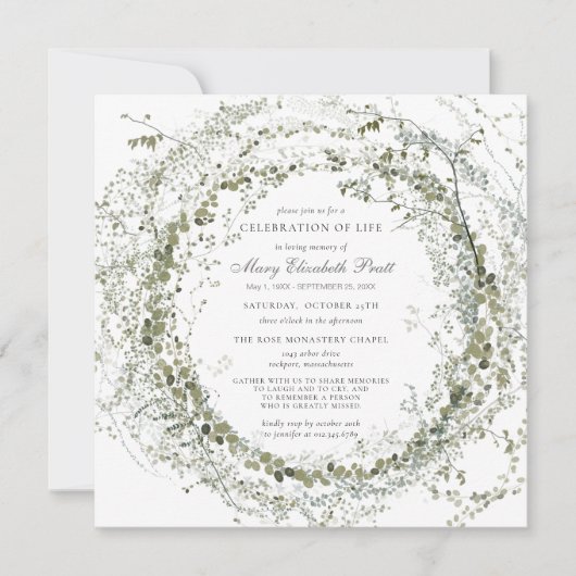 お祝い・オブ・ライフ葬儀写真植物園 招待状 (正面)