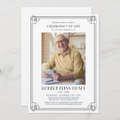 お祝い・オブ・ライフ葬儀白黒写真 招待状 (正面/裏面)