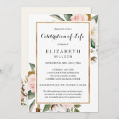 お祝い・オブ・ライフ葬送記念赤面フローラ 招待状 (正面/裏面)