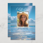 お祝い・オブ・ライフ記念ビーチ海・詩 招待状 (正面/裏面)