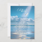 お祝い・オブ・ライフ記念ビーチ海・詩 招待状 (裏面)