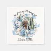 お祝い・オブ・ライフ1 Photo Garland Blueフローラ スタンダードカクテルナプキン (正面)