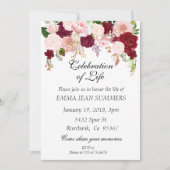 お祝い・オブ・ライフ・かわいらしフローラ・ブルゴーニュ赤面 招待状 (正面)