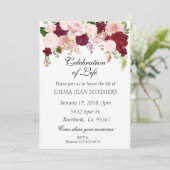お祝い・オブ・ライフ・かわいらしフローラ・ブルゴーニュ赤面 招待状 (スタンド正面)