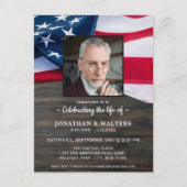 お祝い・オブ・ライフ・アメリカ国旗の素朴写真 インビテーションポストカード (正面)