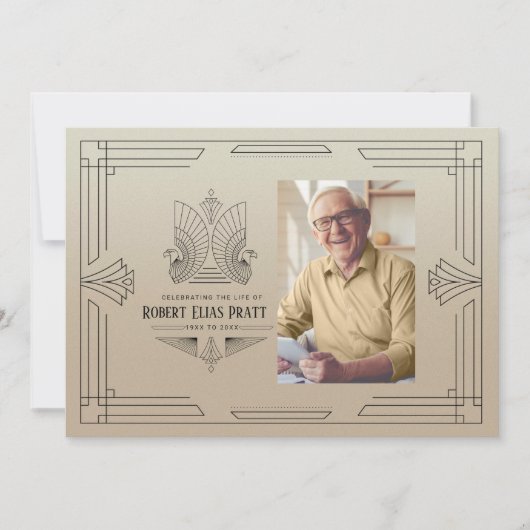 お祝い・オブ・ライフ・アールデコ・イーグル写真男らし 招待状 (正面)