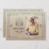 お祝い・オブ・ライフ・アールデコ・イーグル写真男らし 招待状 (正面/裏面)