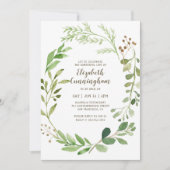 お祝い·オブ·ライフ·ウォーターカラー·グリーン 招待状 (正面)