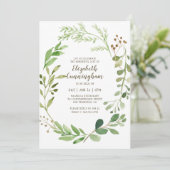 お祝い·オブ·ライフ·ウォーターカラー·グリーン 招待状 (スタンド正面)