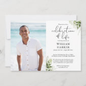 お祝い・オブ・ライフ・グリーンリー葬儀写真 招待状 (正面)