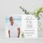 お祝い・オブ・ライフ・グリーンリー葬儀写真 招待状 (スタンド正面)