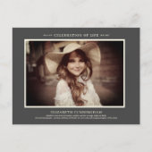 お祝い・オブ・ライフ・シンプル・シック・フエレガントォト インビテーションポストカード (正面)